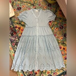 MELLODAY Sky Blue Eyelet Blouse